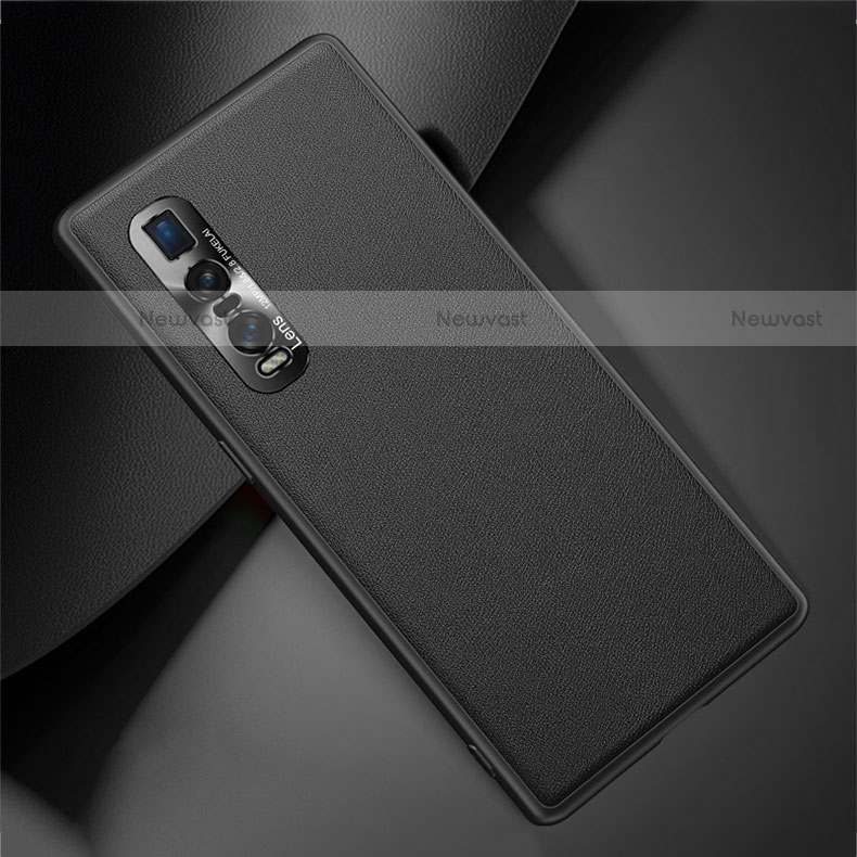 Soft Luxury Leather Snap On Case Cover U01 for Oppo Find X2 Pro Black