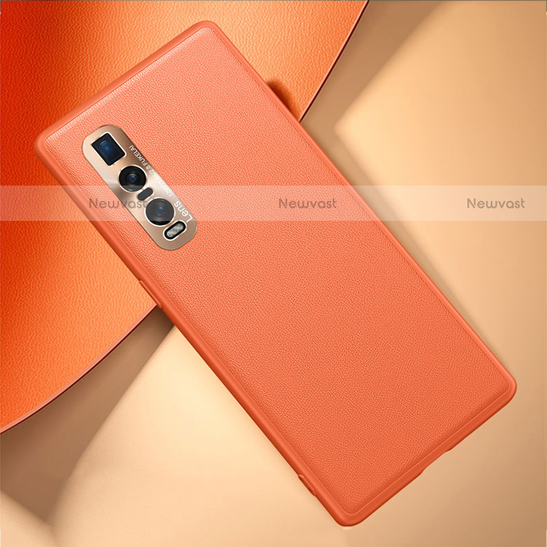 Soft Luxury Leather Snap On Case Cover U01 for Oppo Find X2 Pro Orange
