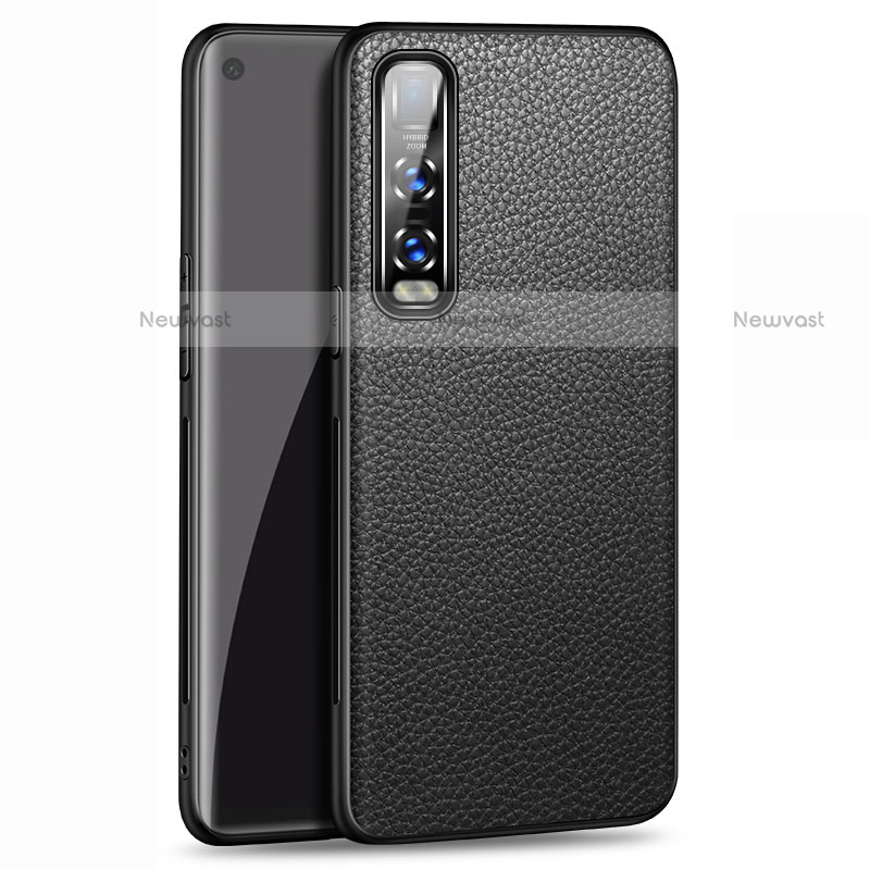 Soft Luxury Leather Snap On Case Cover U03 for Oppo Find X2 Pro Black