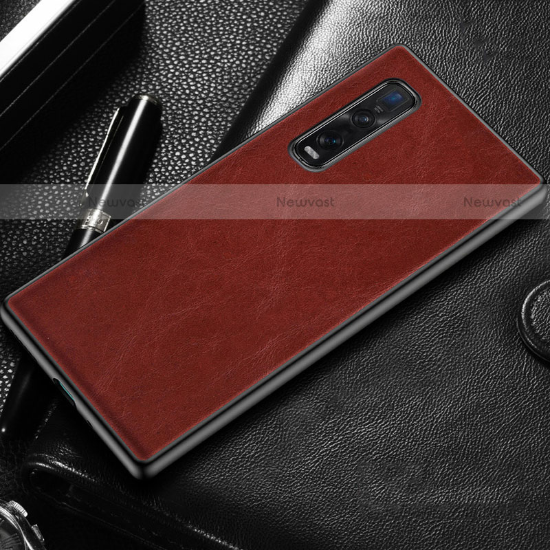 Soft Luxury Leather Snap On Case Cover U04 for Oppo Find X2 Pro Red Wine