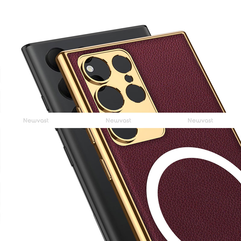 Soft Luxury Leather Snap On Case Cover with Mag-Safe Magnetic AC3 for Samsung Galaxy S22 Ultra 5G