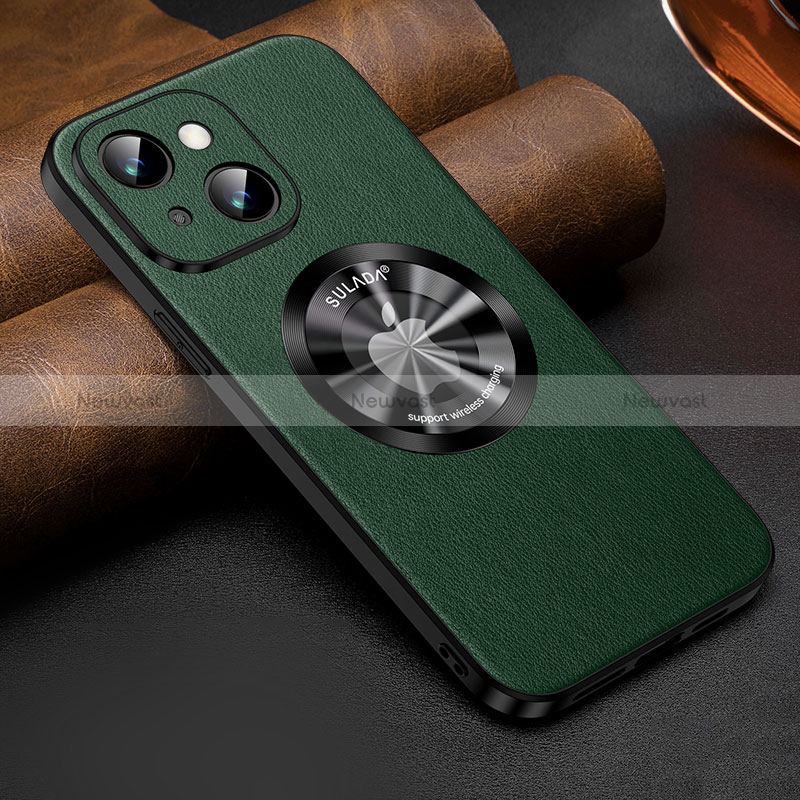 Soft Luxury Leather Snap On Case Cover with Mag-Safe Magnetic LD2 for Apple iPhone 15 Plus