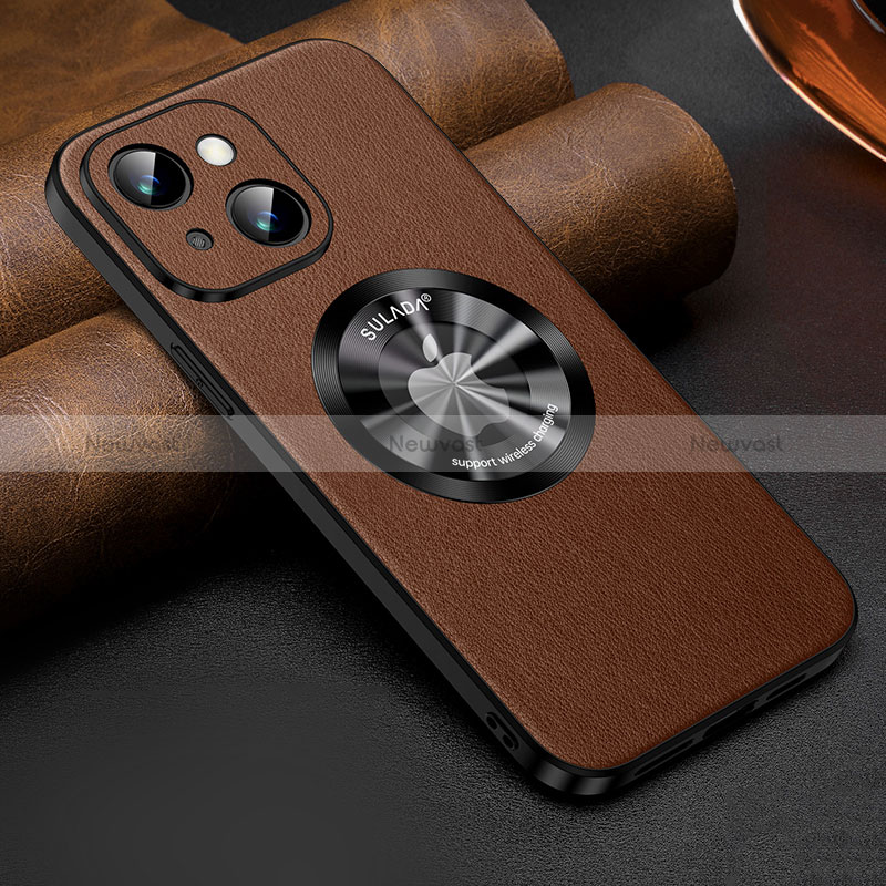 Soft Luxury Leather Snap On Case Cover with Mag-Safe Magnetic LD2 for Apple iPhone 15 Plus