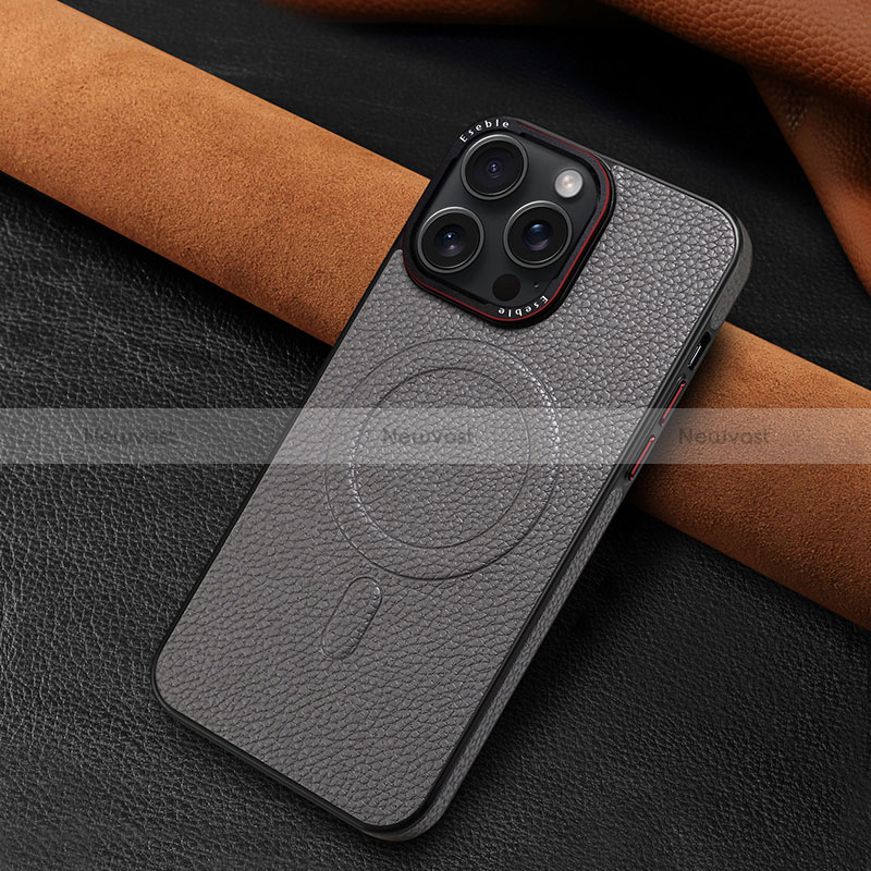 Soft Luxury Leather Snap On Case Cover WZ1 for Apple iPhone 14 Pro Max Dark Gray
