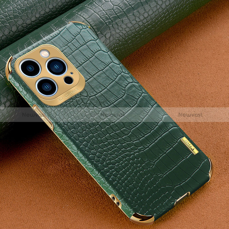 Soft Luxury Leather Snap On Case Cover XD1 for Apple iPhone 13 Pro Green