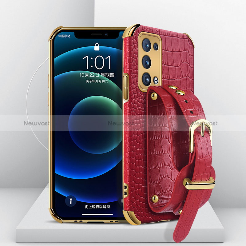 Soft Luxury Leather Snap On Case Cover XD1 for Oppo Reno6 Pro 5G Red