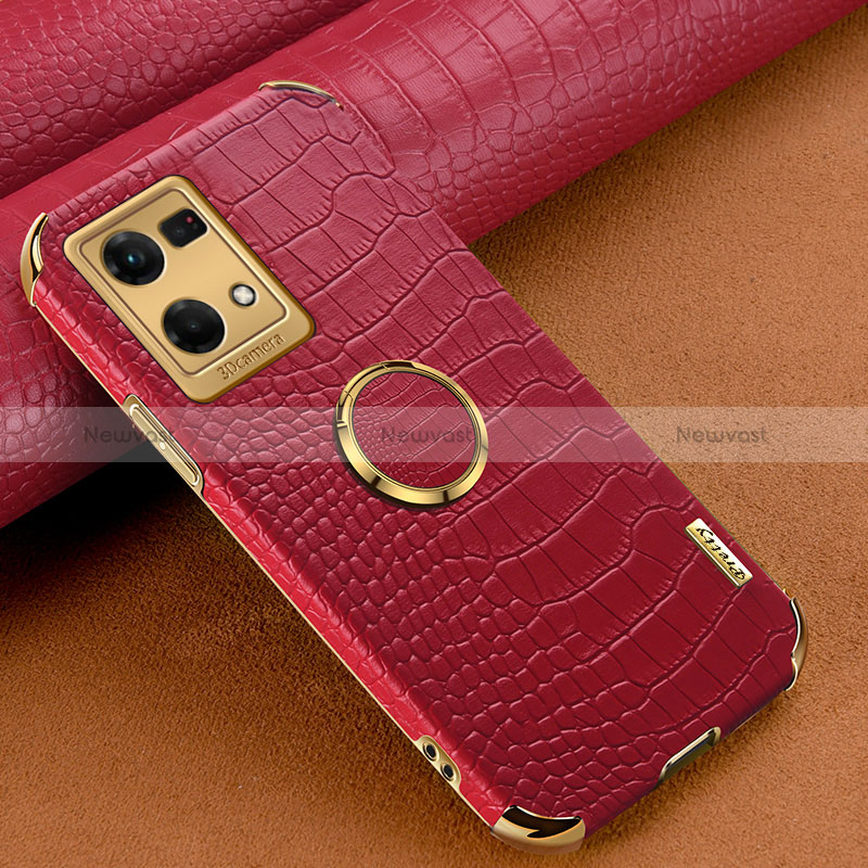 Soft Luxury Leather Snap On Case Cover XD1 for Oppo Reno7 4G Red