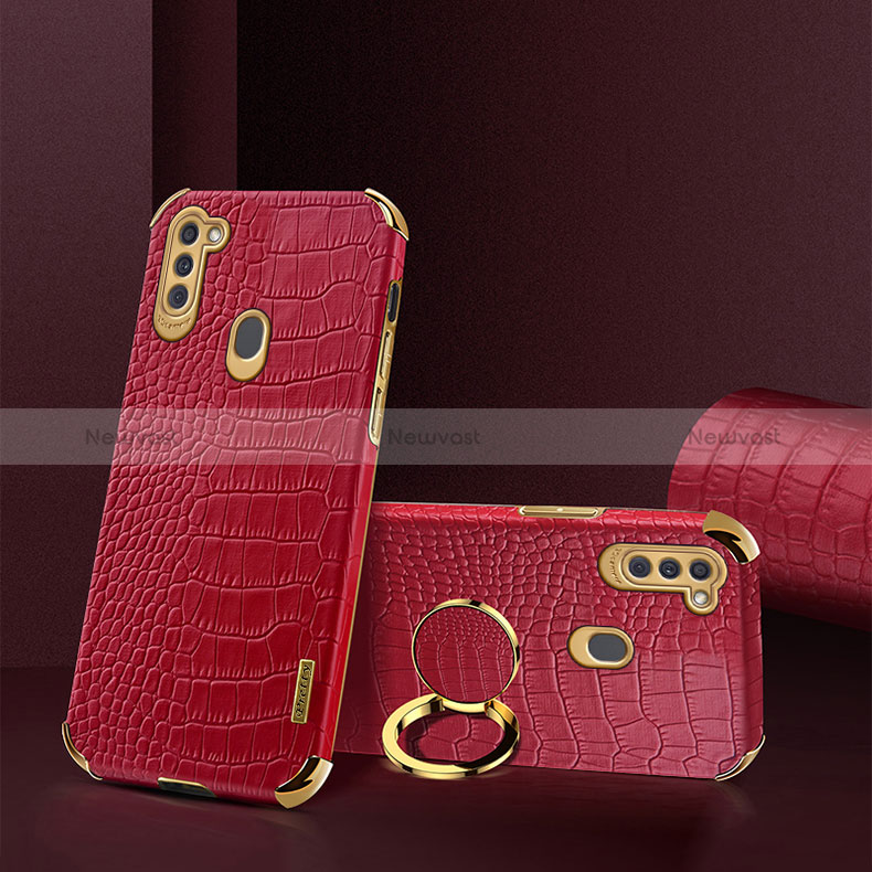 Soft Luxury Leather Snap On Case Cover XD1 for Samsung Galaxy A11 Red