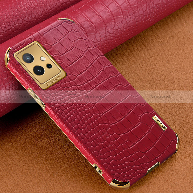 Soft Luxury Leather Snap On Case Cover XD1 for Vivo T1 5G India Red