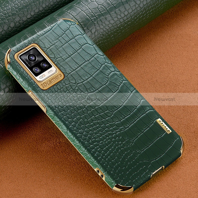 Soft Luxury Leather Snap On Case Cover XD1 for Vivo V20 Green
