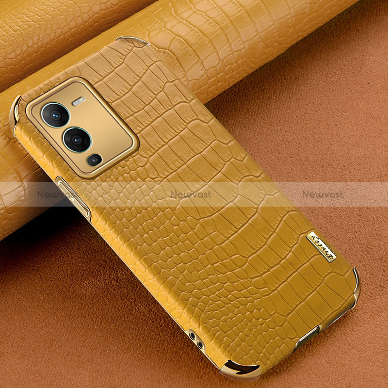 Soft Luxury Leather Snap On Case Cover XD1 for Vivo V25 Pro 5G Yellow