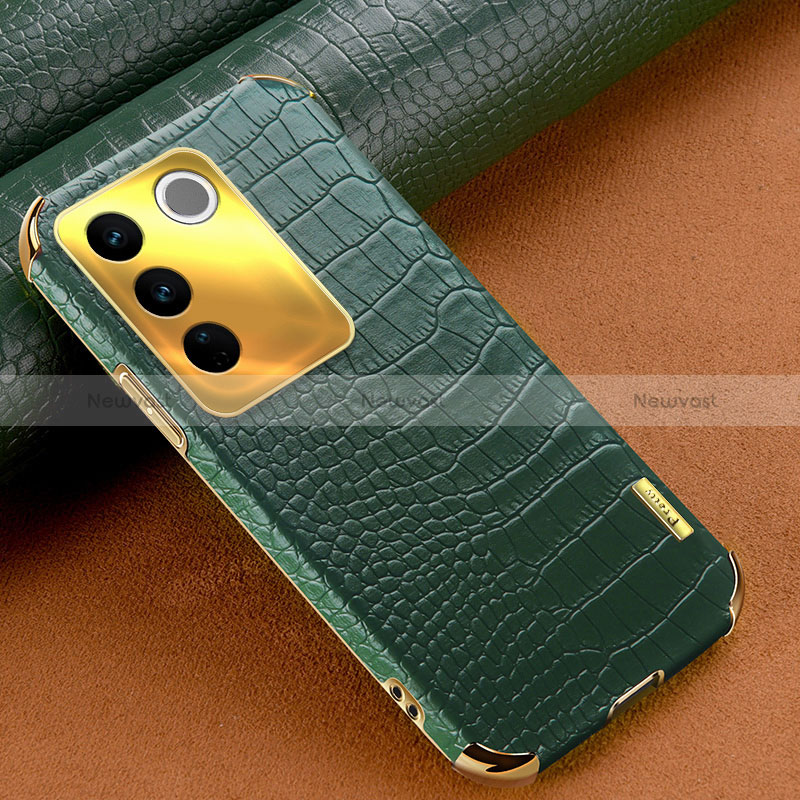 Soft Luxury Leather Snap On Case Cover XD1 for Vivo V27 5G Green