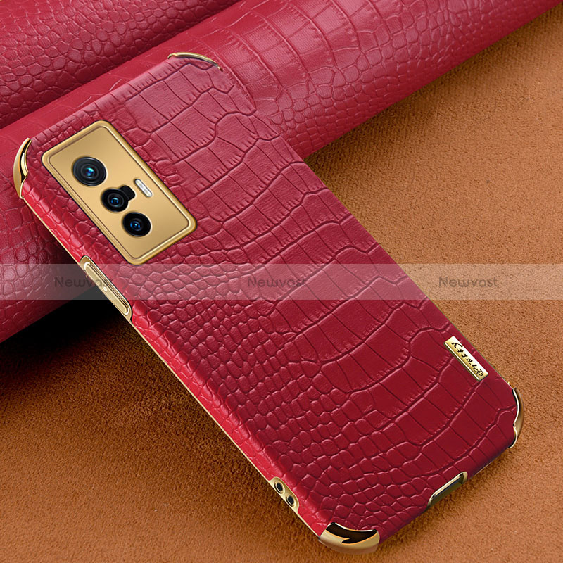 Soft Luxury Leather Snap On Case Cover XD1 for Vivo X70 5G Red