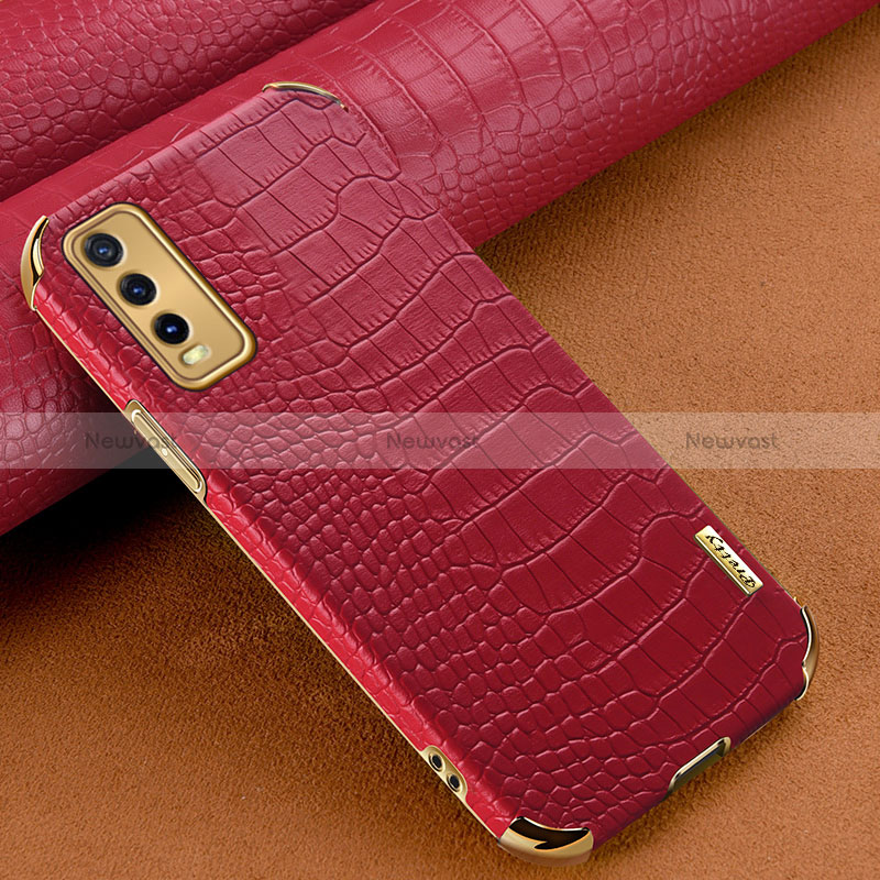 Soft Luxury Leather Snap On Case Cover XD1 for Vivo Y30 Red