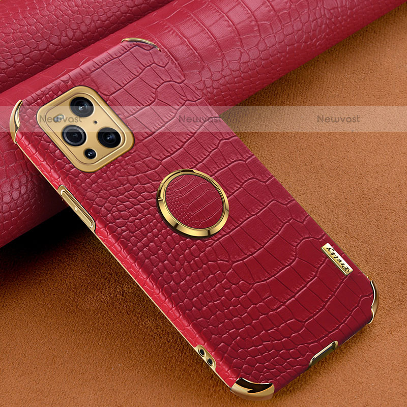 Soft Luxury Leather Snap On Case Cover XD2 for Oppo Find X3 Pro 5G Red