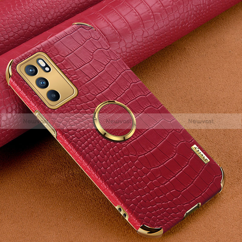 Soft Luxury Leather Snap On Case Cover XD2 for Oppo Reno6 Pro 5G India Red