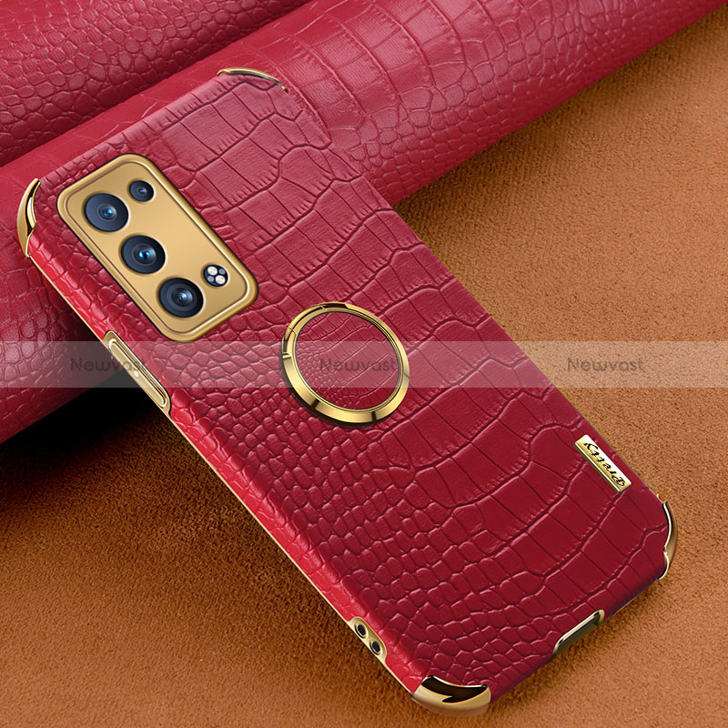 Soft Luxury Leather Snap On Case Cover XD2 for Oppo Reno6 Pro 5G Red