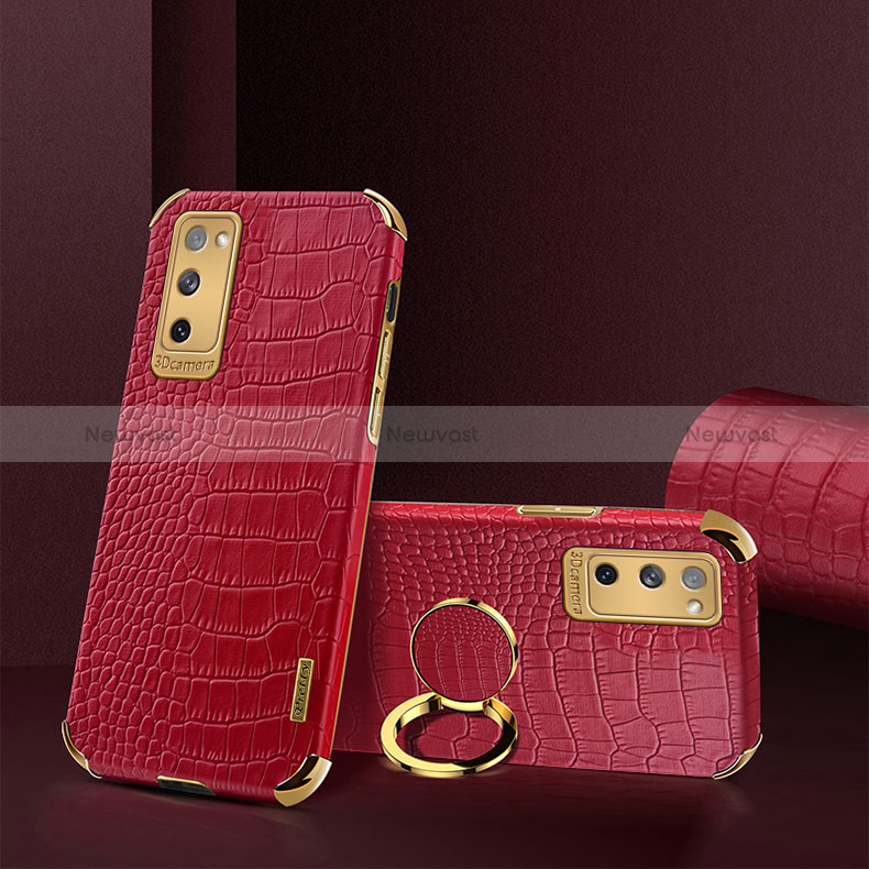 Soft Luxury Leather Snap On Case Cover XD2 for Samsung Galaxy S20 FE 5G Red