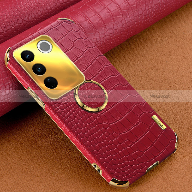 Soft Luxury Leather Snap On Case Cover XD2 for Vivo V27 Pro 5G Red