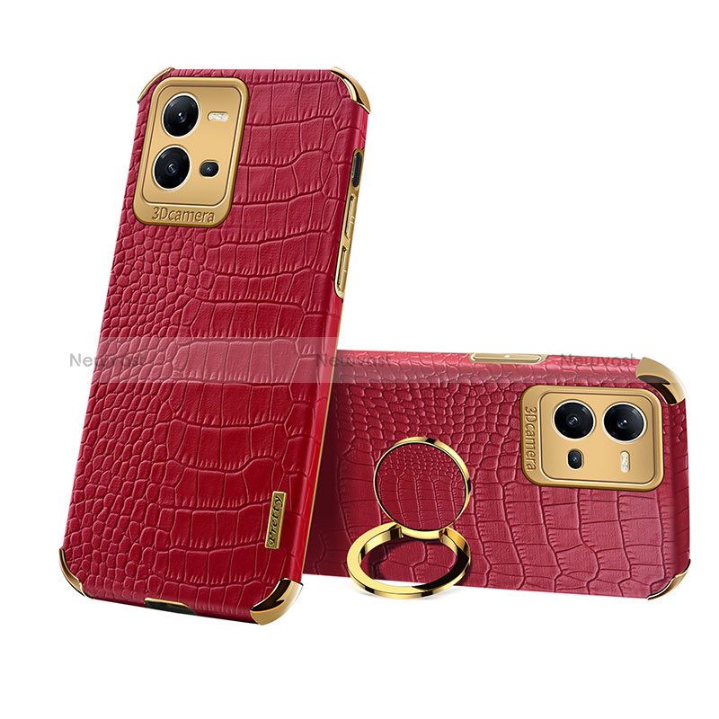 Soft Luxury Leather Snap On Case Cover XD2 for Vivo X80 Lite 5G Red