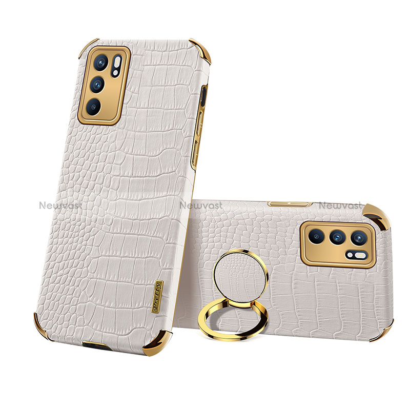 Soft Luxury Leather Snap On Case Cover XD3 for Oppo Reno6 Pro 5G India White