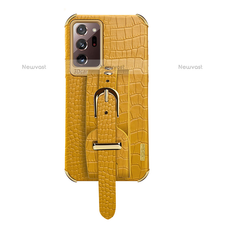 Soft Luxury Leather Snap On Case Cover XD5 for Samsung Galaxy Note 20 Ultra 5G Yellow