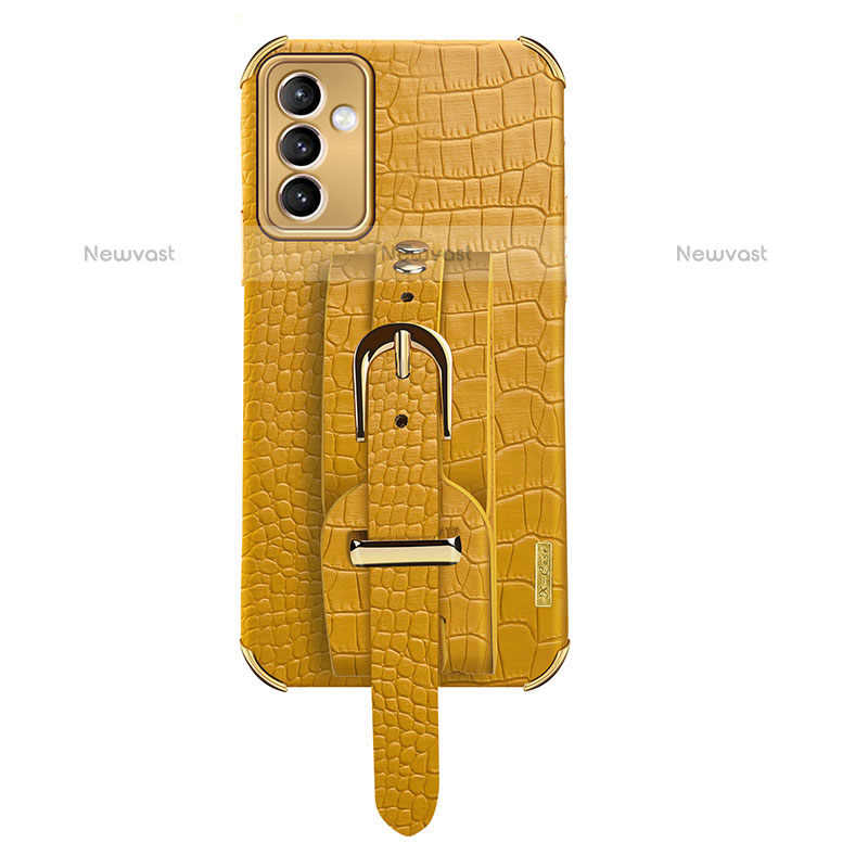 Soft Luxury Leather Snap On Case Cover XD5 for Samsung Galaxy Quantum2 5G Yellow