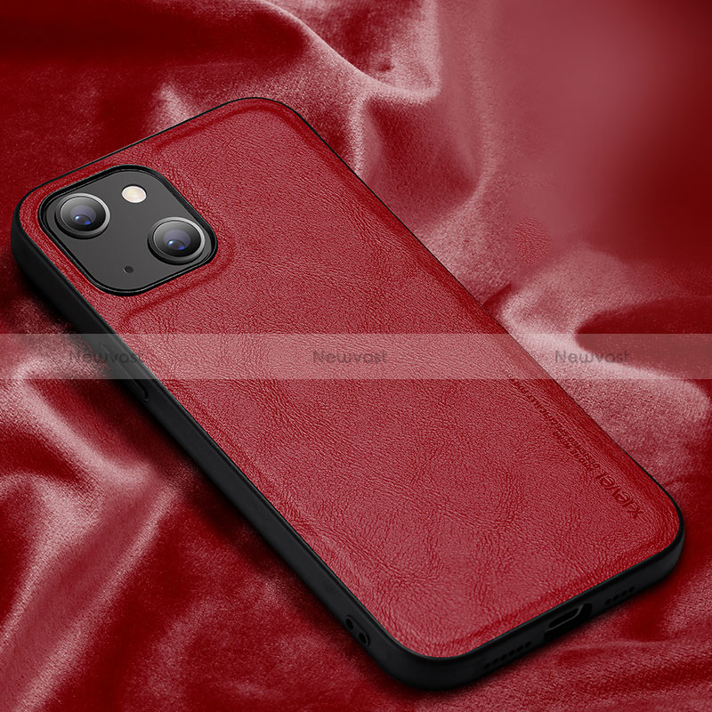 Soft Luxury Leather Snap On Case Cover XV1 for Apple iPhone 13 Red