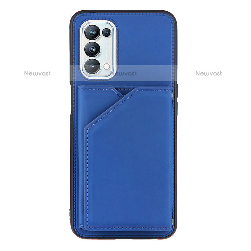 Soft Luxury Leather Snap On Case Cover Y01B for OnePlus Nord N200 5G Blue