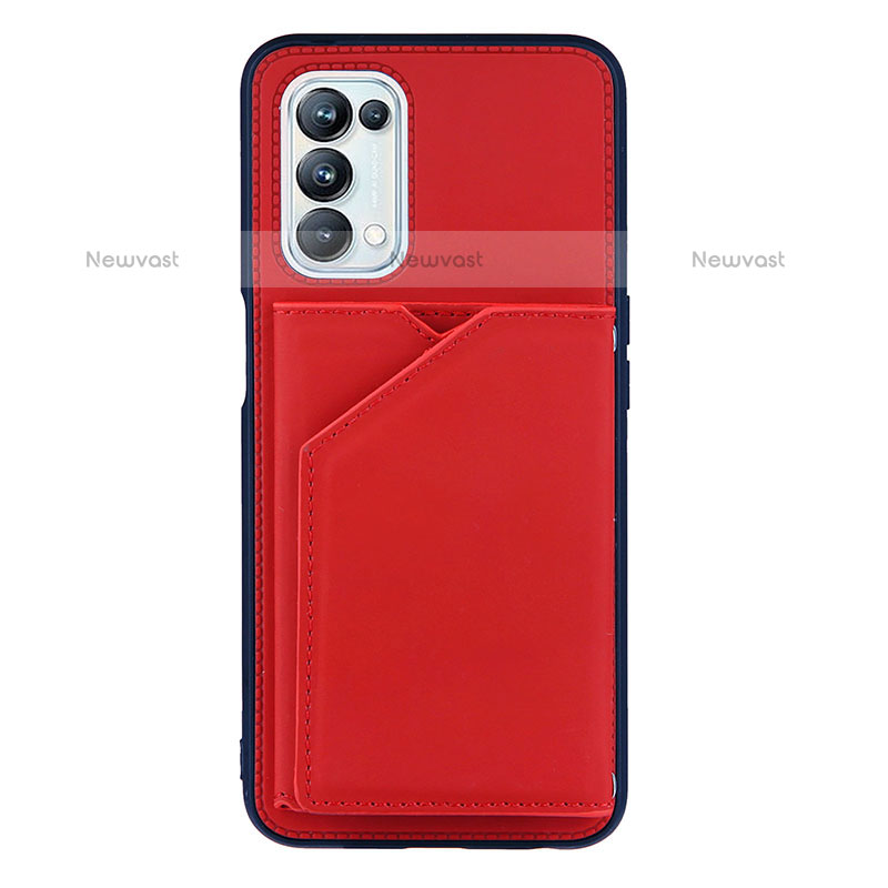 Soft Luxury Leather Snap On Case Cover Y01B for OnePlus Nord N200 5G Red
