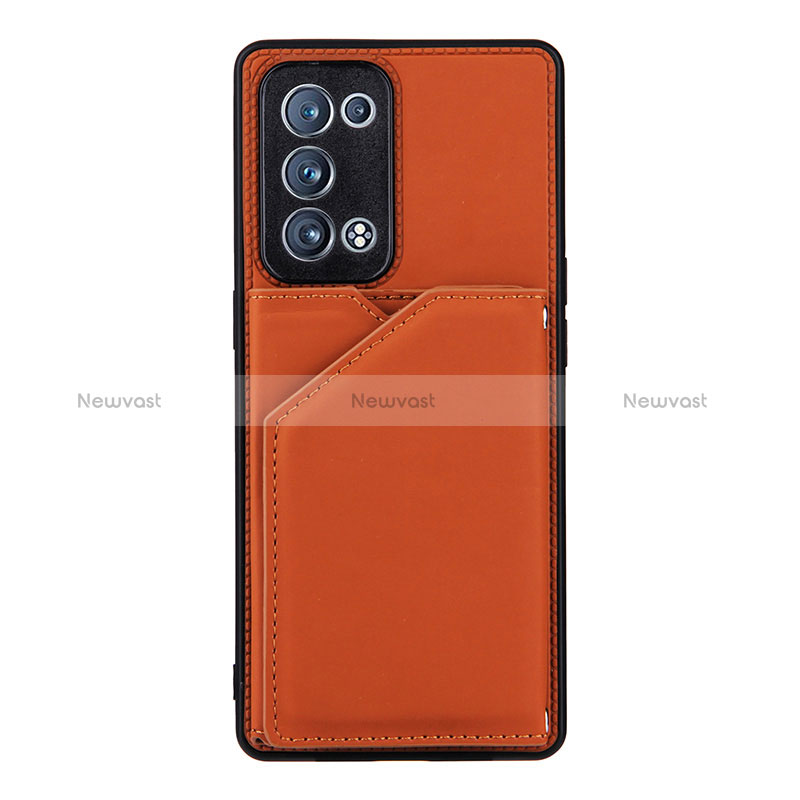 Soft Luxury Leather Snap On Case Cover Y01B for Oppo Reno6 Pro 5G Brown