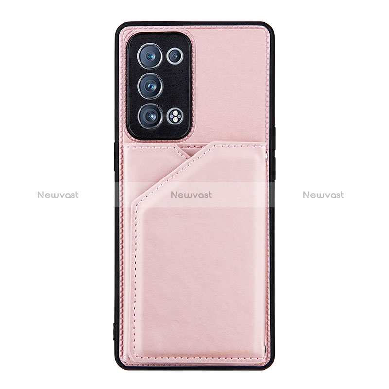 Soft Luxury Leather Snap On Case Cover Y01B for Oppo Reno6 Pro 5G Rose Gold