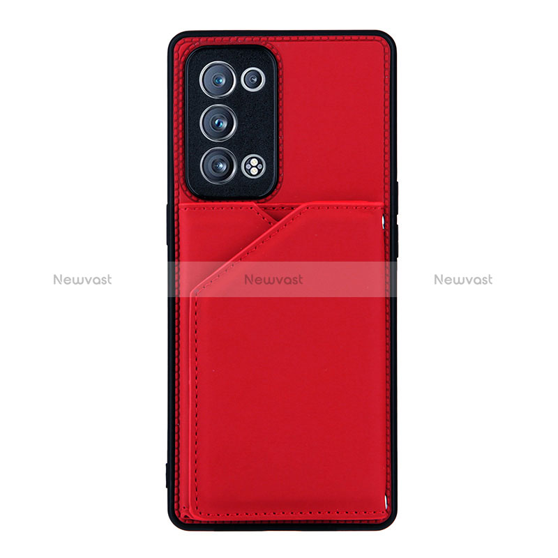 Soft Luxury Leather Snap On Case Cover Y01B for Oppo Reno6 Pro+ Plus 5G Red