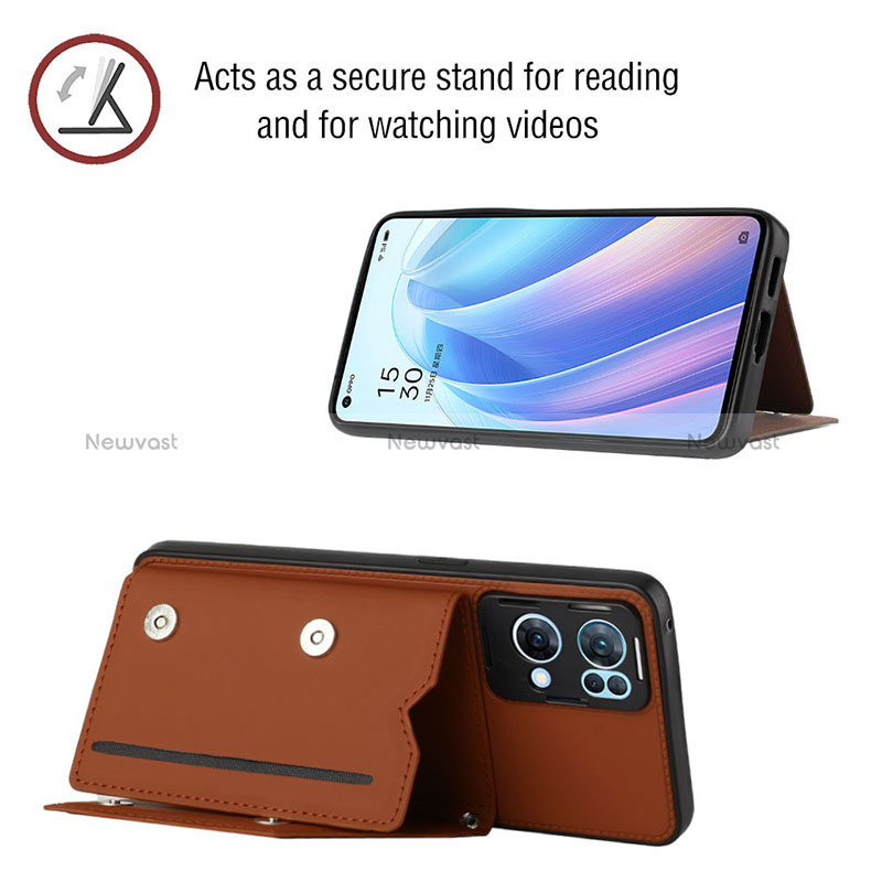 Soft Luxury Leather Snap On Case Cover Y01B for Oppo Reno7 Pro 5G