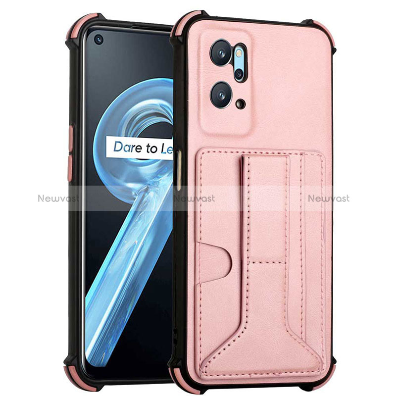 Soft Luxury Leather Snap On Case Cover Y01B for Realme 9i 4G Rose Gold