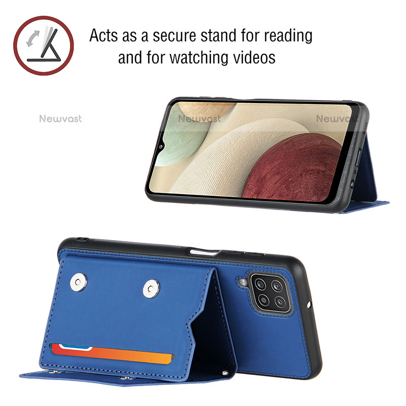 Soft Luxury Leather Snap On Case Cover Y01B for Samsung Galaxy A12