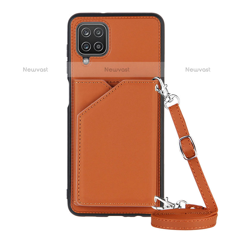 Soft Luxury Leather Snap On Case Cover Y01B for Samsung Galaxy A12 Brown