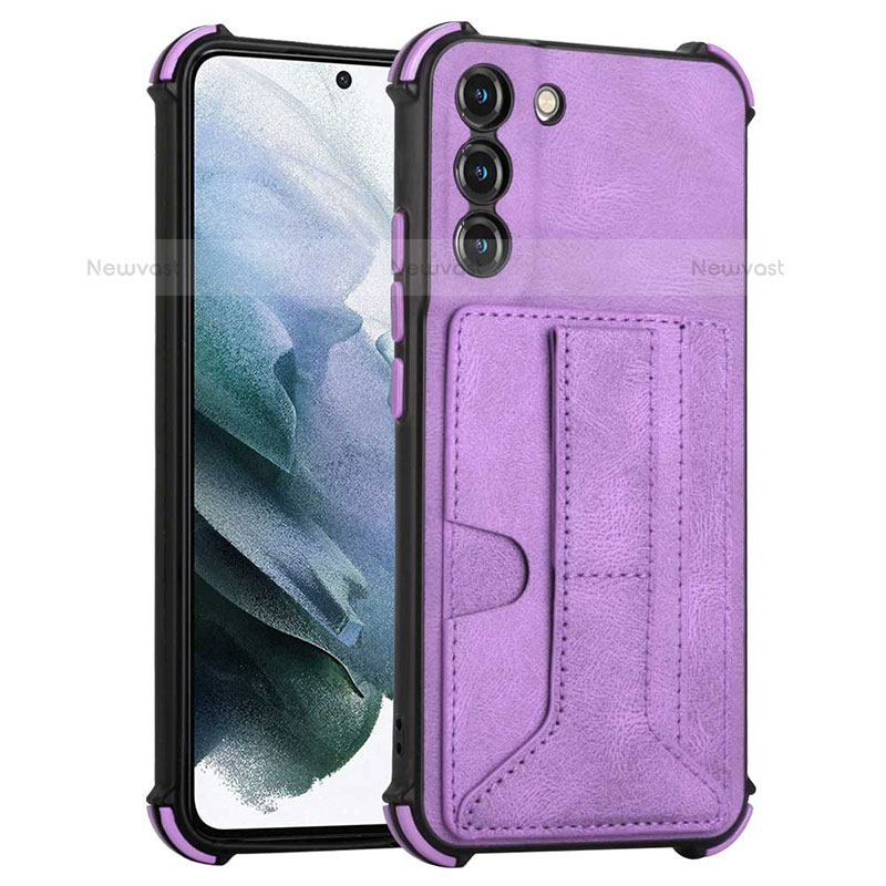 Soft Luxury Leather Snap On Case Cover Y01B for Samsung Galaxy S23 5G Purple