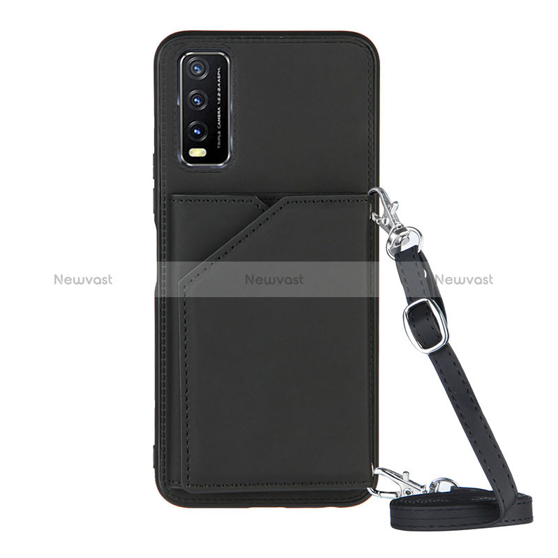 Soft Luxury Leather Snap On Case Cover Y01B for Vivo Y20s Black
