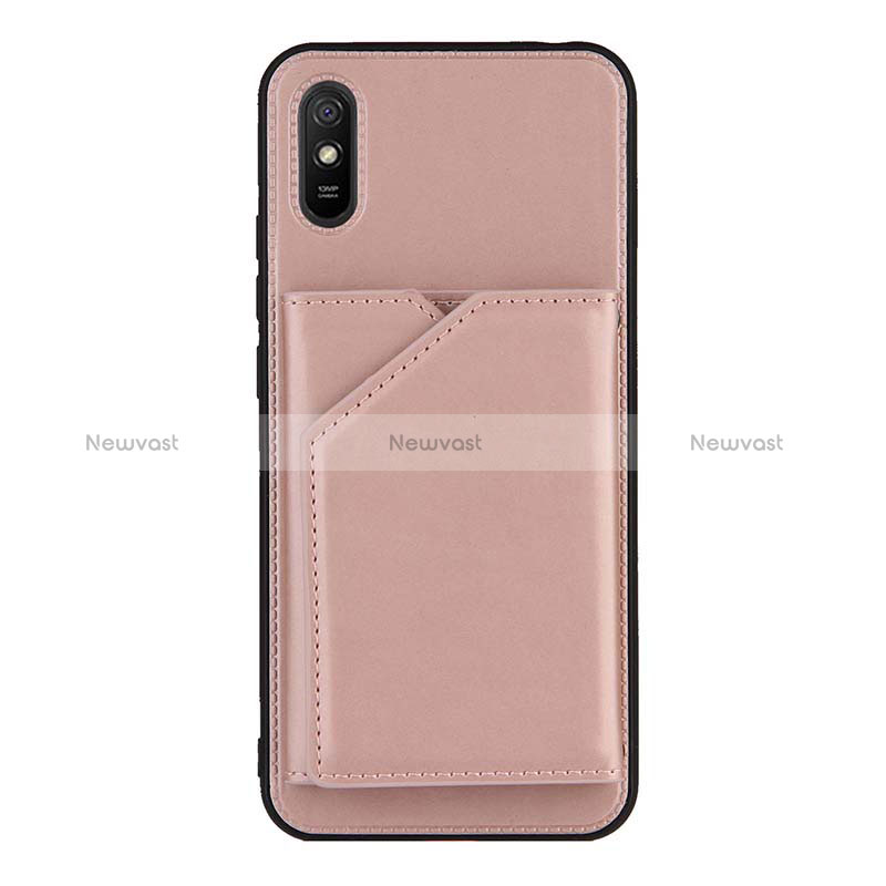 Soft Luxury Leather Snap On Case Cover Y01B for Xiaomi Redmi 9AT Rose Gold