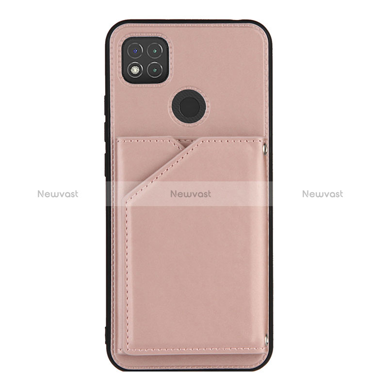 Soft Luxury Leather Snap On Case Cover Y01B for Xiaomi Redmi 9C NFC Rose Gold