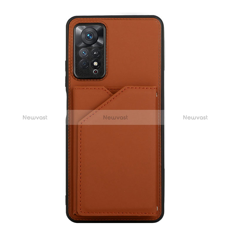Soft Luxury Leather Snap On Case Cover Y01B for Xiaomi Redmi Note 11 Pro 4G Brown
