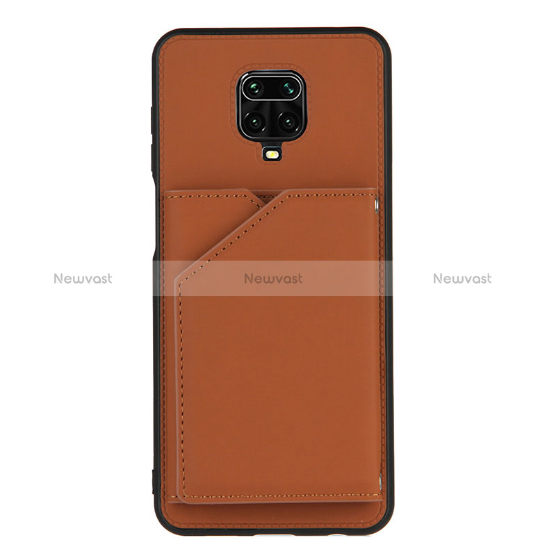 Soft Luxury Leather Snap On Case Cover Y01B for Xiaomi Redmi Note 9 Pro Brown
