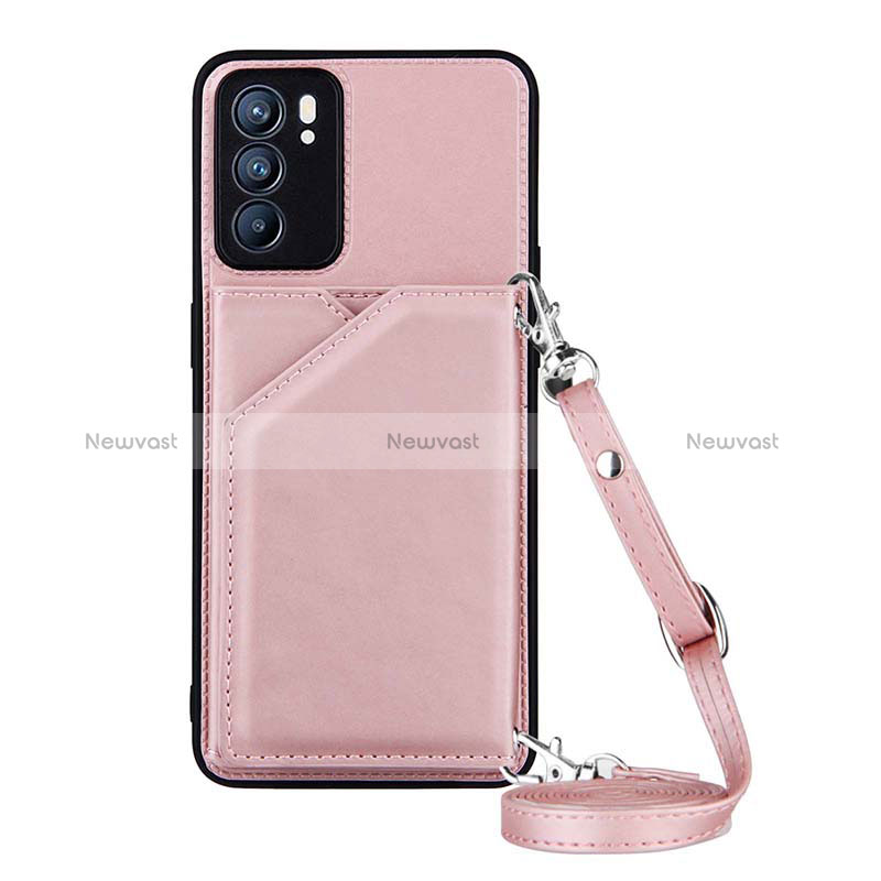 Soft Luxury Leather Snap On Case Cover Y02B for Oppo Reno6 5G Rose Gold
