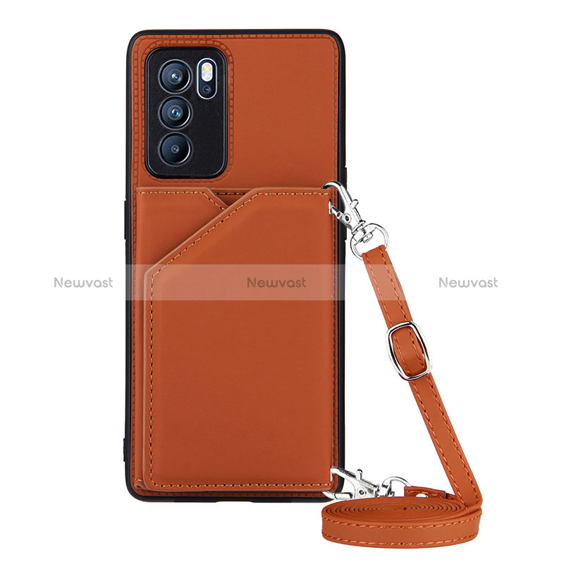 Soft Luxury Leather Snap On Case Cover Y02B for Oppo Reno6 Pro 5G India Brown