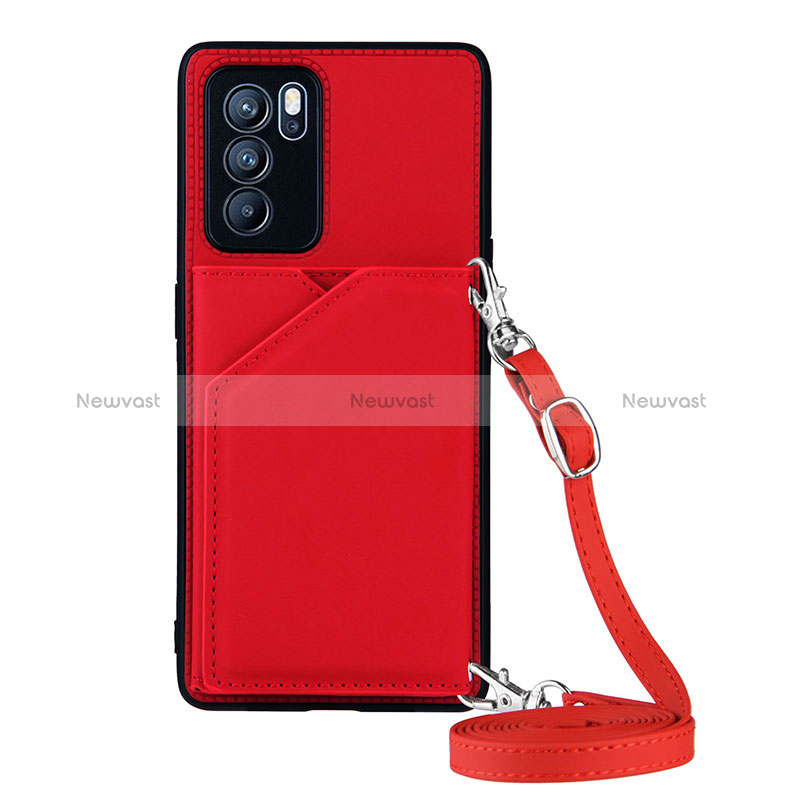Soft Luxury Leather Snap On Case Cover Y02B for Oppo Reno6 Pro 5G India Red