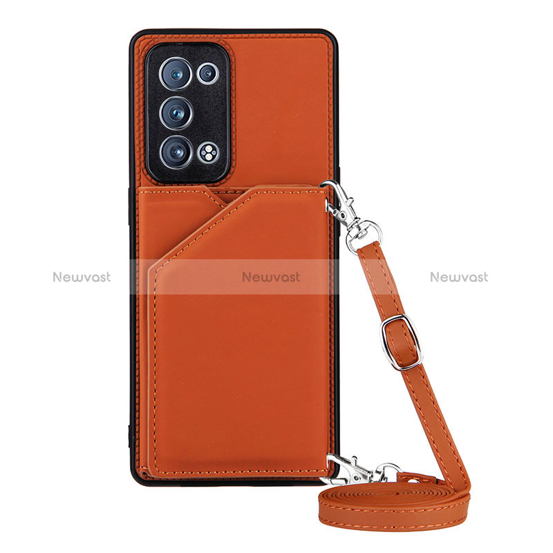 Soft Luxury Leather Snap On Case Cover Y02B for Oppo Reno6 Pro+ Plus 5G Brown