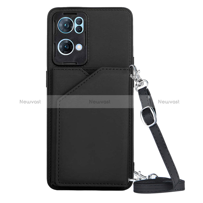 Soft Luxury Leather Snap On Case Cover Y02B for Oppo Reno7 Pro 5G Black