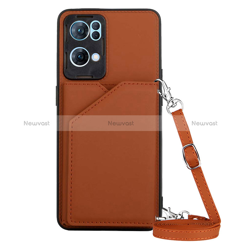 Soft Luxury Leather Snap On Case Cover Y02B for Oppo Reno7 Pro 5G Brown