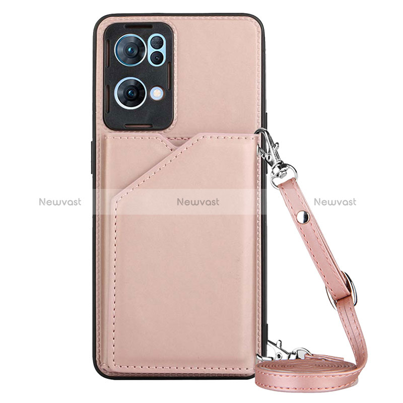 Soft Luxury Leather Snap On Case Cover Y02B for Oppo Reno7 Pro 5G Rose Gold